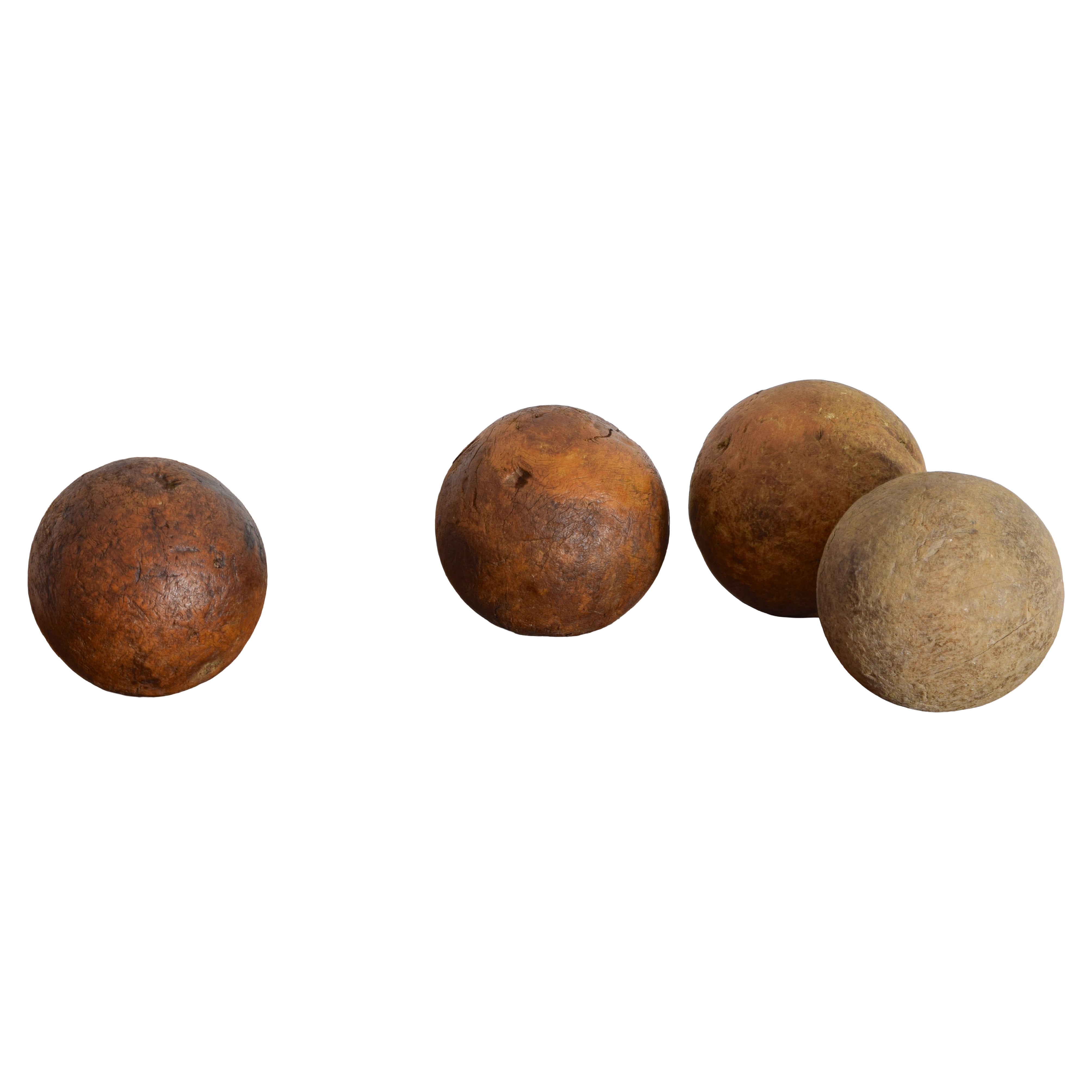 Set of 4 French Shaped Hardwood Bocce Gaming Balls, 18th/19th century