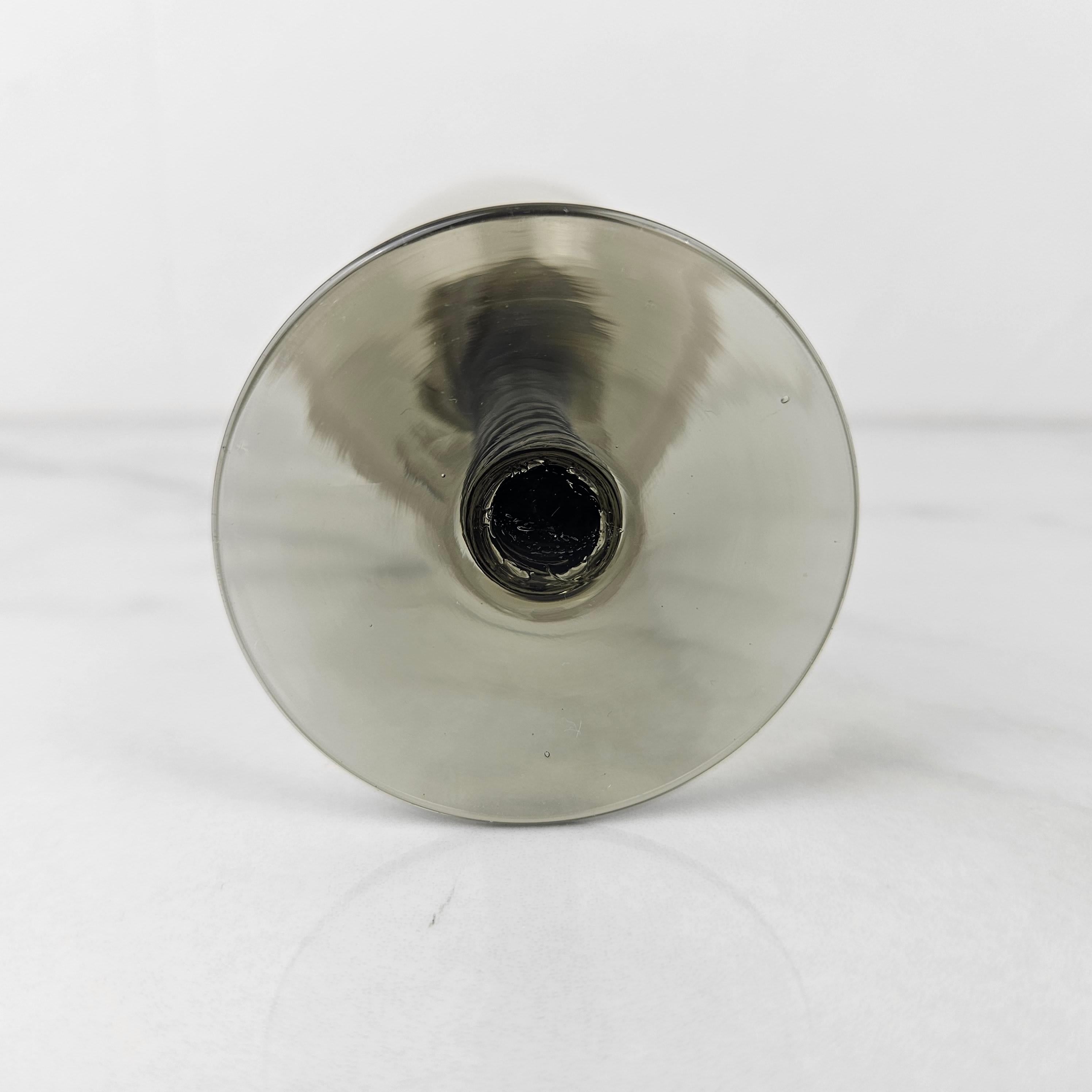 Set of 4 French Smoky Gray Twisted Stem Wine Glasses, 1930's For Sale 4