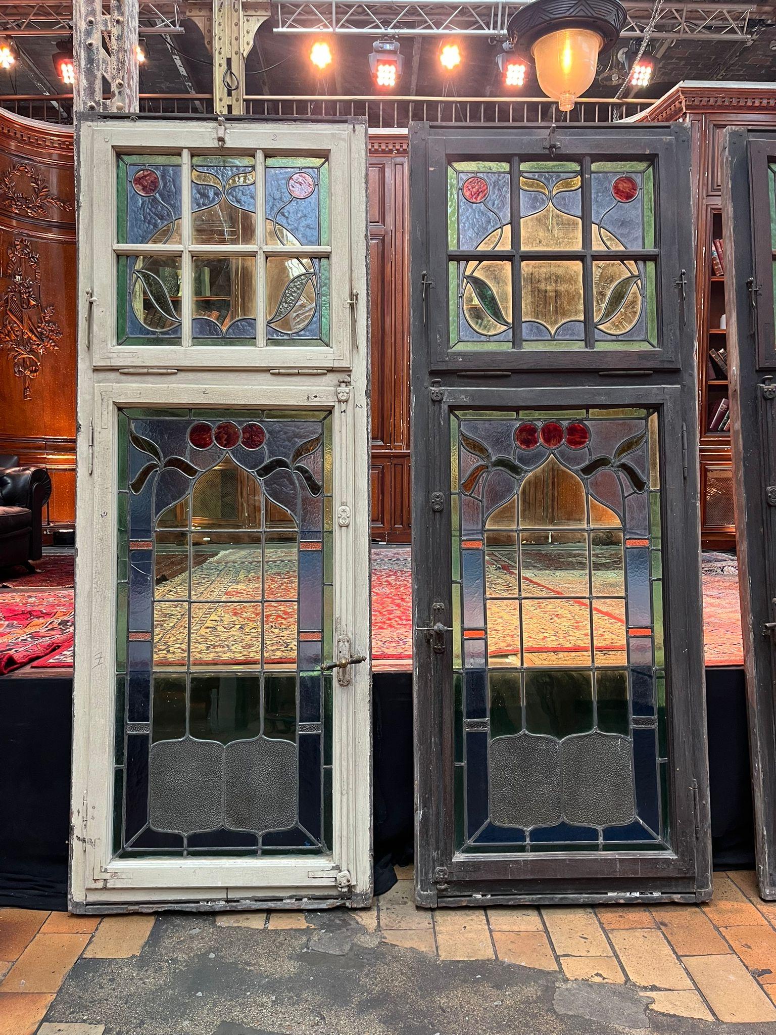Set di 4 porte francesi con finestra in vetro Stained Glass in vendita 5