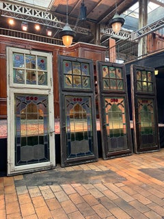 Set of 4 French Stained-Glass Windowed Doors