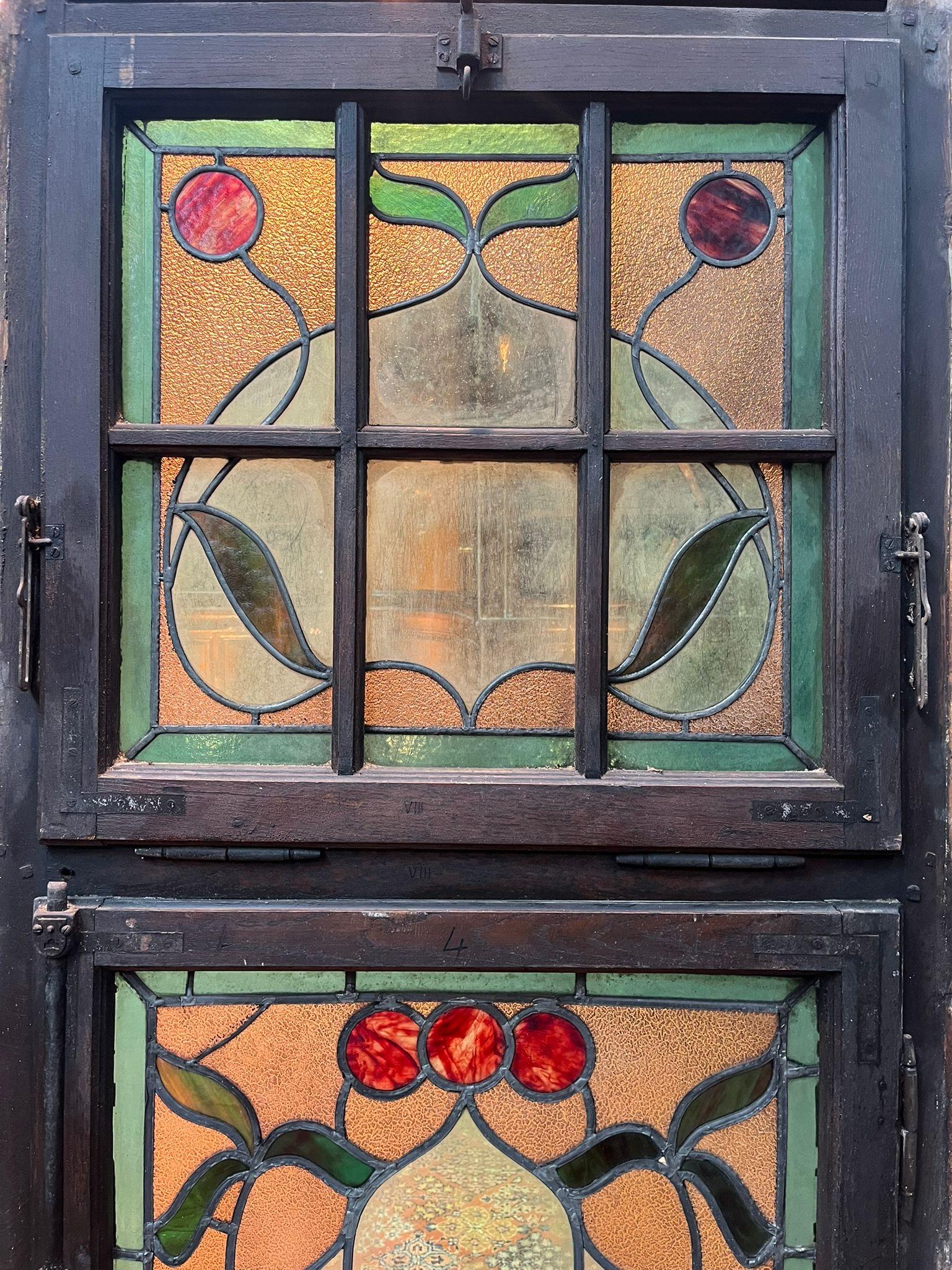 Set di 4 porte francesi con finestra in vetro Stained Glass In condizioni buone in vendita a TOURCOING, FR