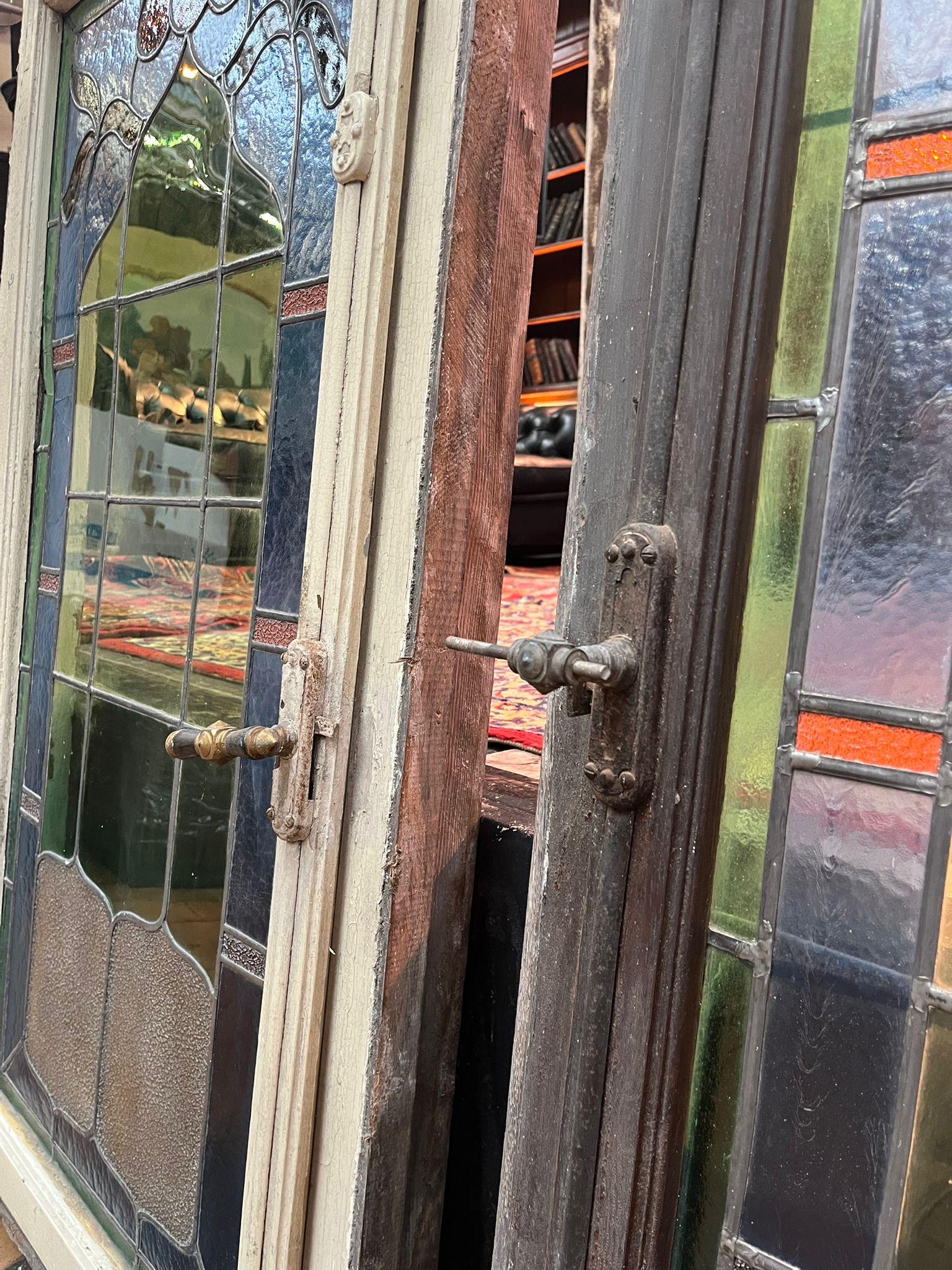 Vetro colorato Set di 4 porte francesi con finestra in vetro Stained Glass in vendita