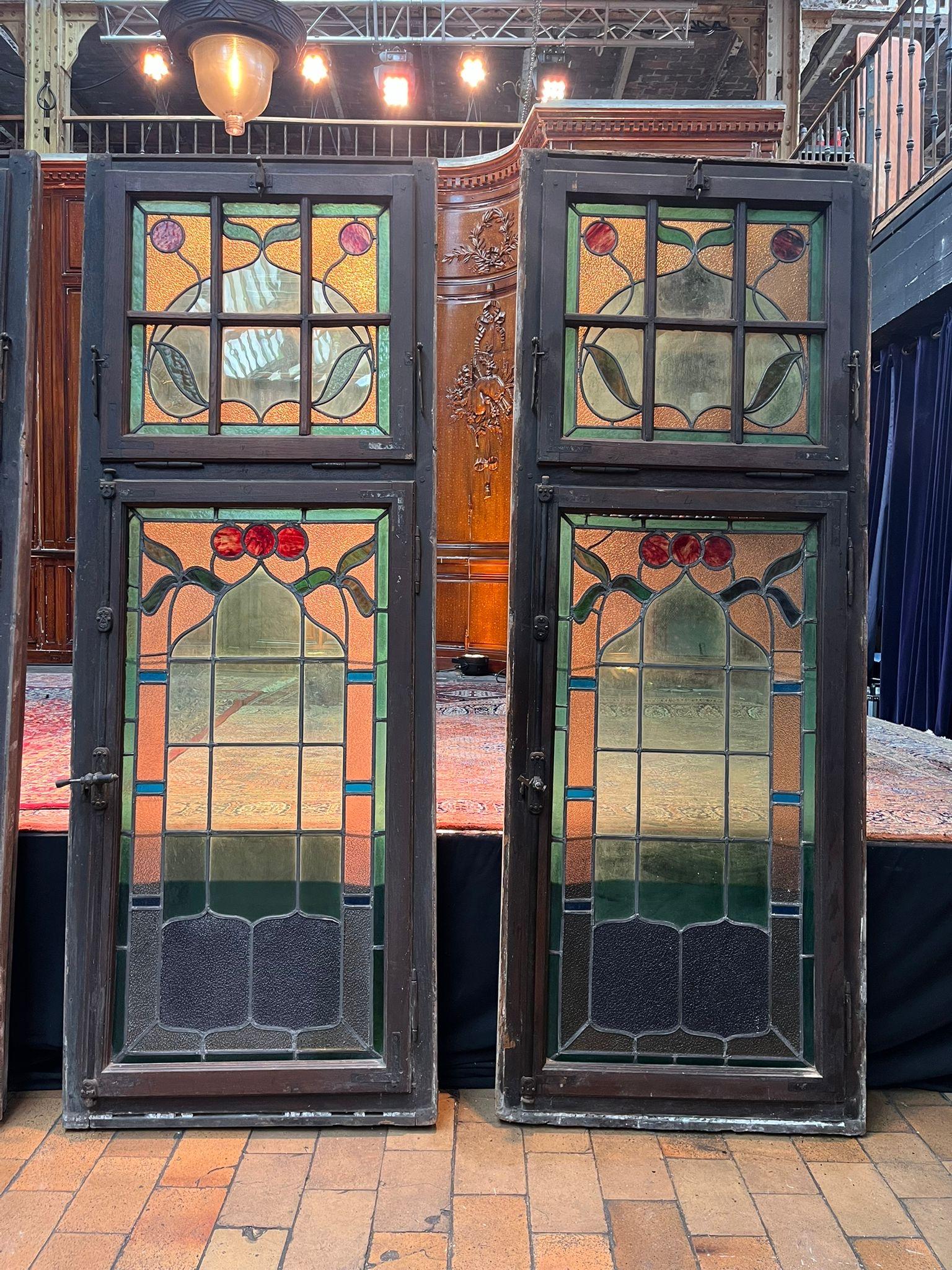 Set di 4 porte francesi con finestra in vetro Stained Glass in vendita 1