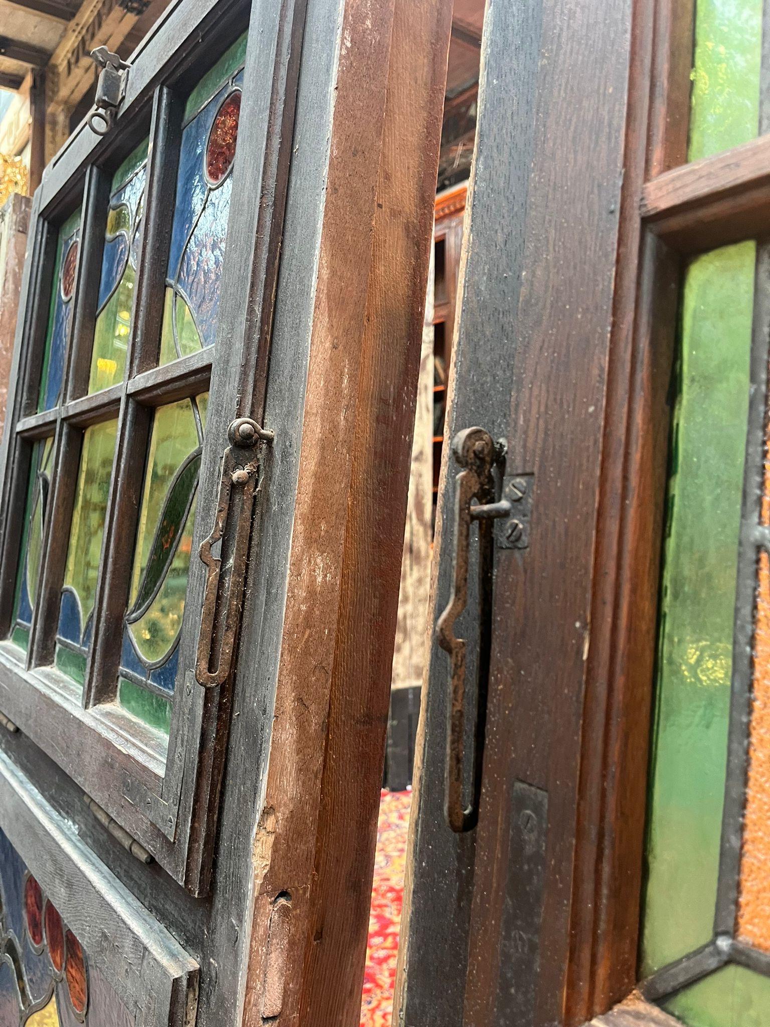 Set di 4 porte francesi con finestra in vetro Stained Glass in vendita 4