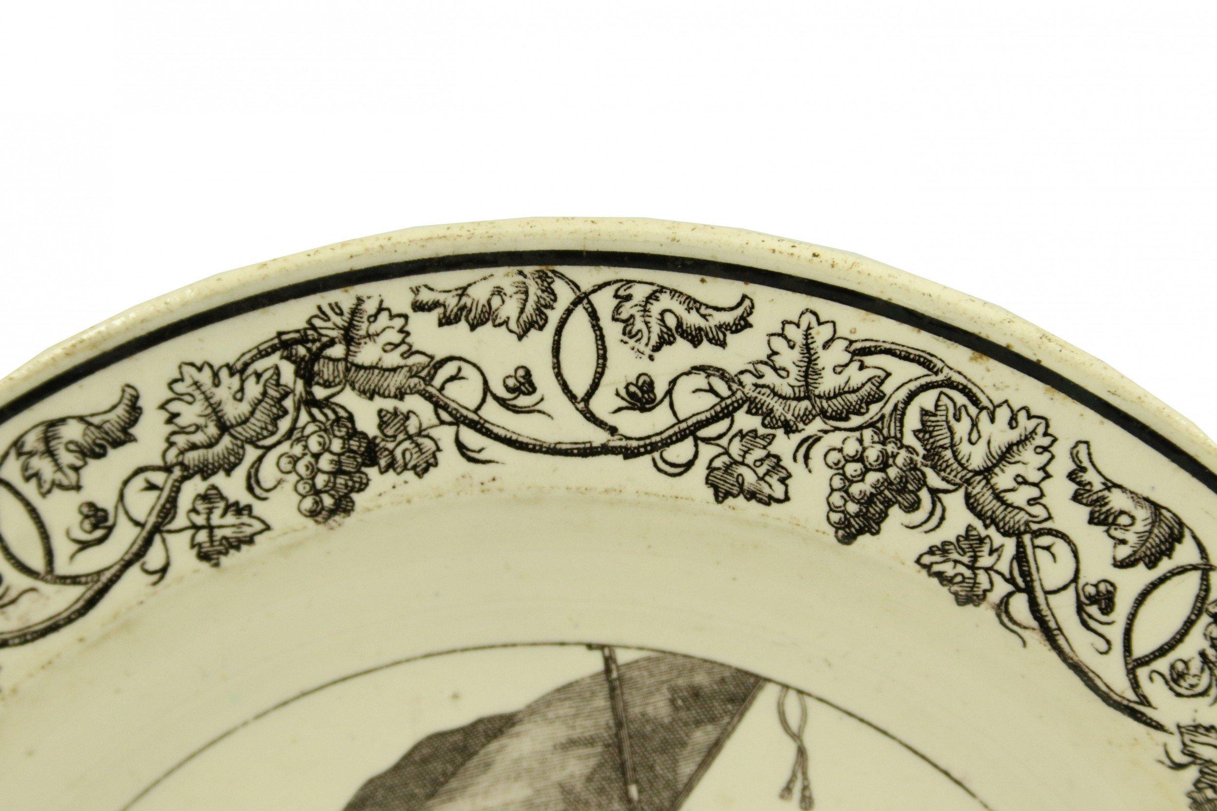 Set of 4 French Victorian Black and White Genre Scene Porcelain Plates 5