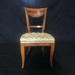 Set of 4 French Walnut Dining Chairs with Fan Backs