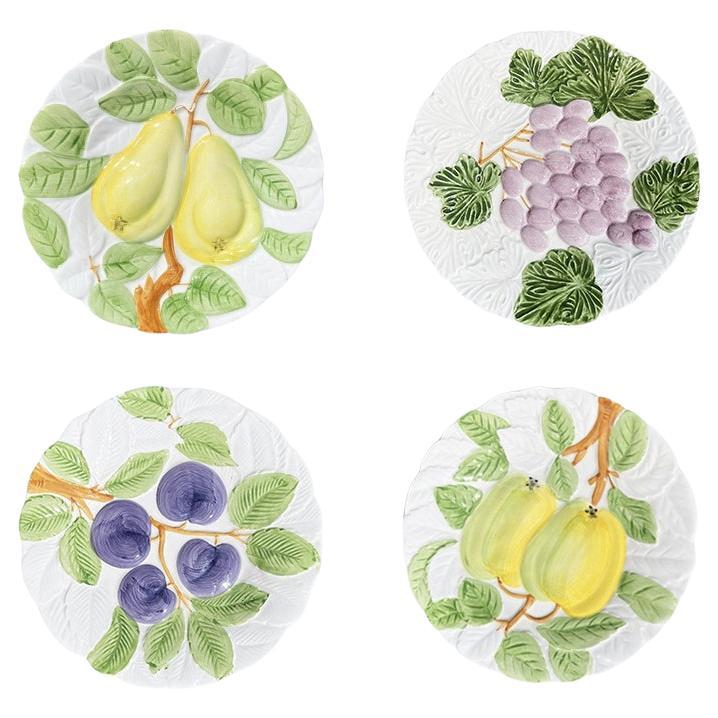 Set of 4 Fruit du Jour Decorative Ceramic Plates by Shafford 1987 For Sale