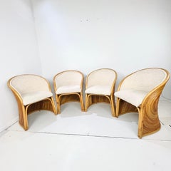 Set of 4 Gabriella Crespi Pencil Reed Boucle Dining Chairs