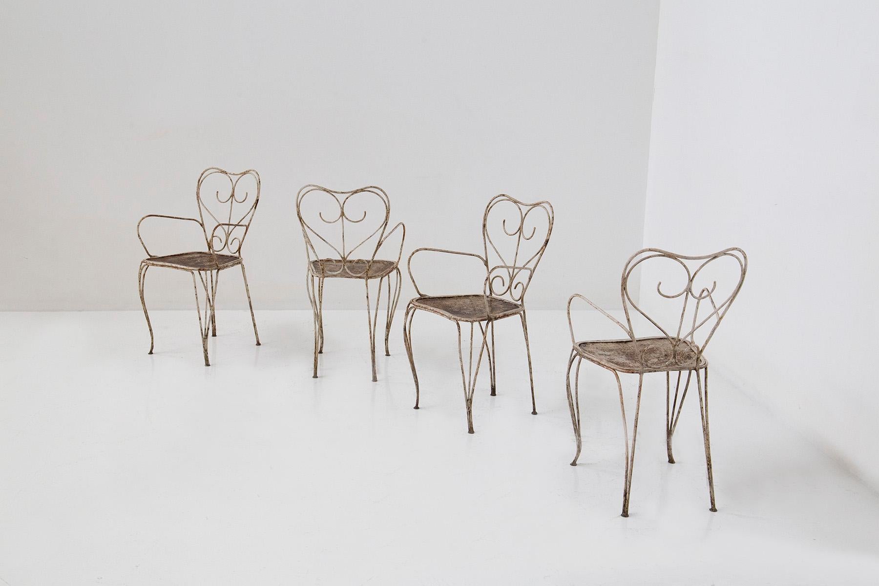 Italian Set of 4 garden chairs for Casa e Giardino, in iron