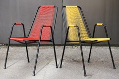 Ensemble de 4 chaises de jardin Kalanda, rouge / jaune, années 1960