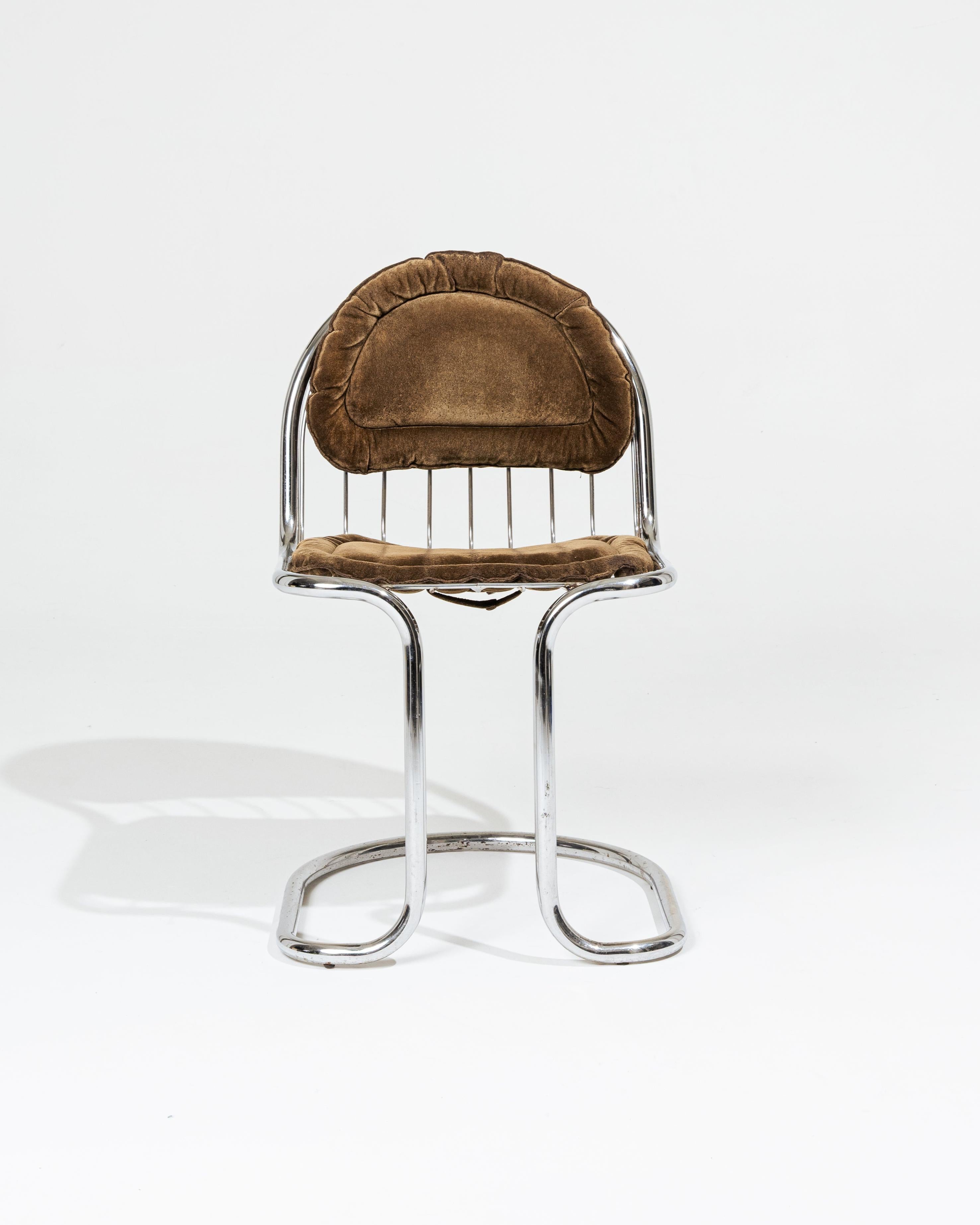Metal Set of 4 Gastone Rinaldi chairs, 1970s For Sale
