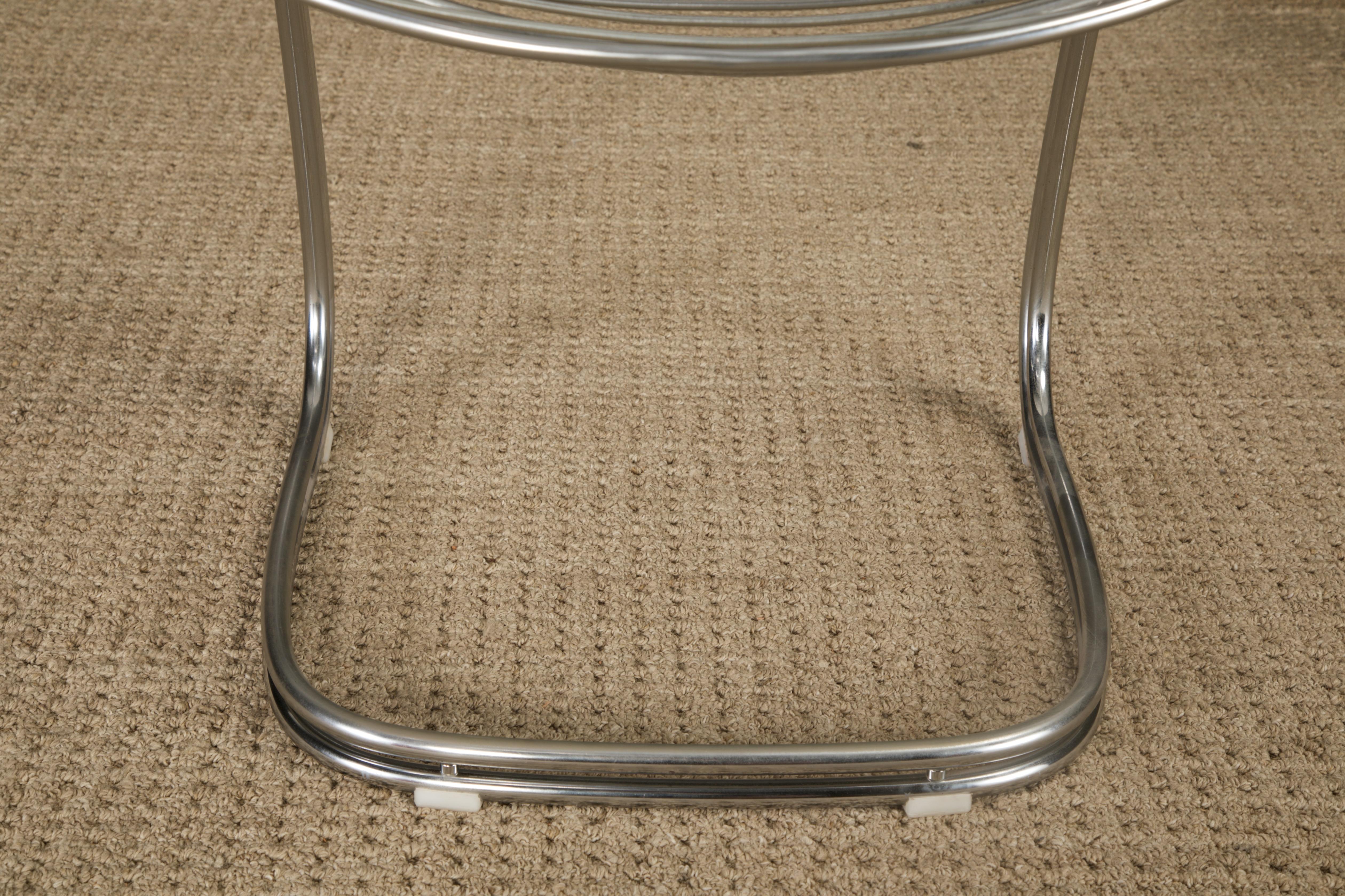 Set of 4 Gastone Rinaldi Chromed Steel Dining Chairs for RIMA, Italy, 1970s For Sale 5