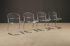 Ensemble de 4 chaises de salle à manger en acier chromé Gastone Rinaldi pour RIMA, Italie, années 1970