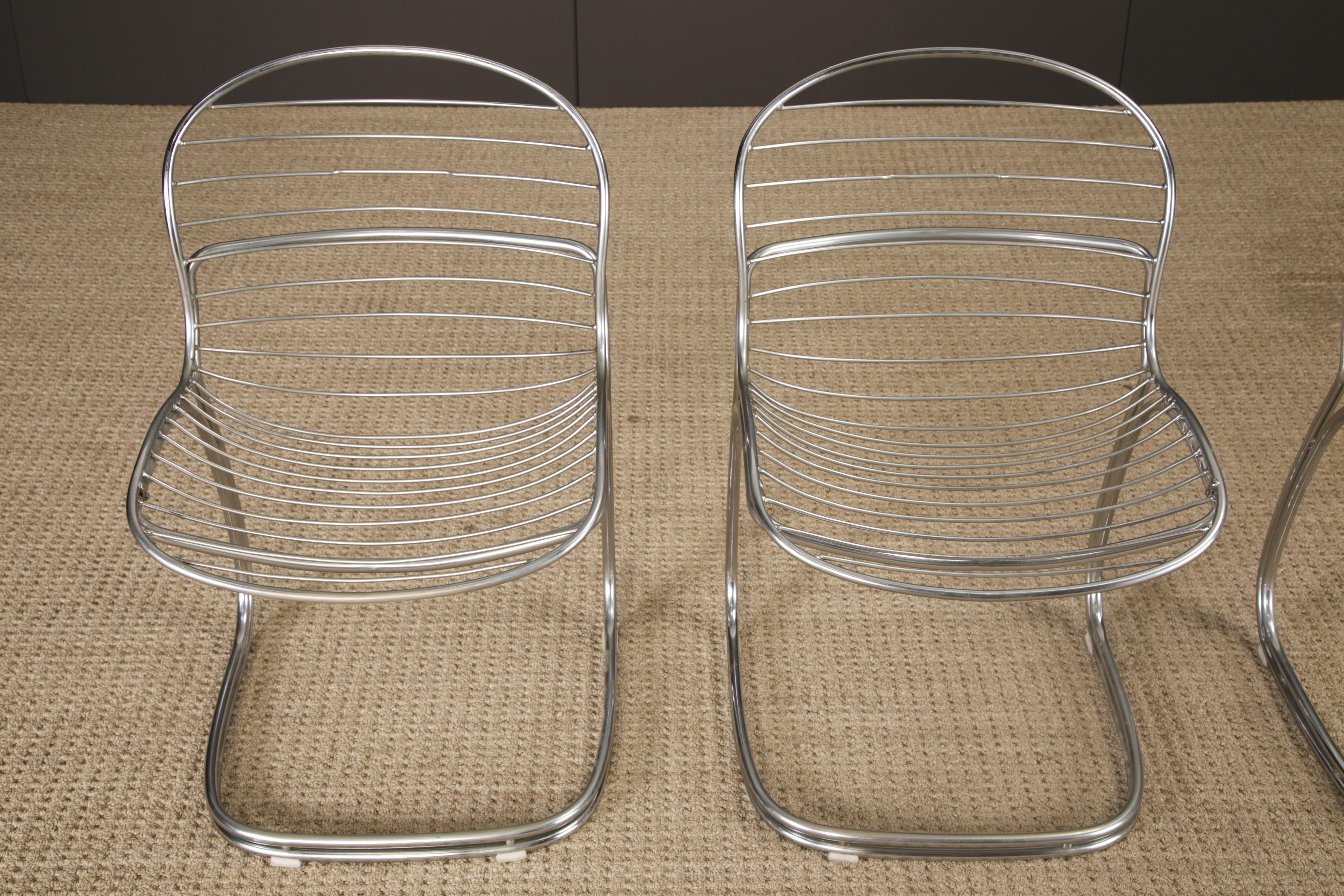 Late 20th Century Set of 4 Gastone Rinaldi Chromed Steel Dining Chairs for RIMA, Italy, 1970s For Sale