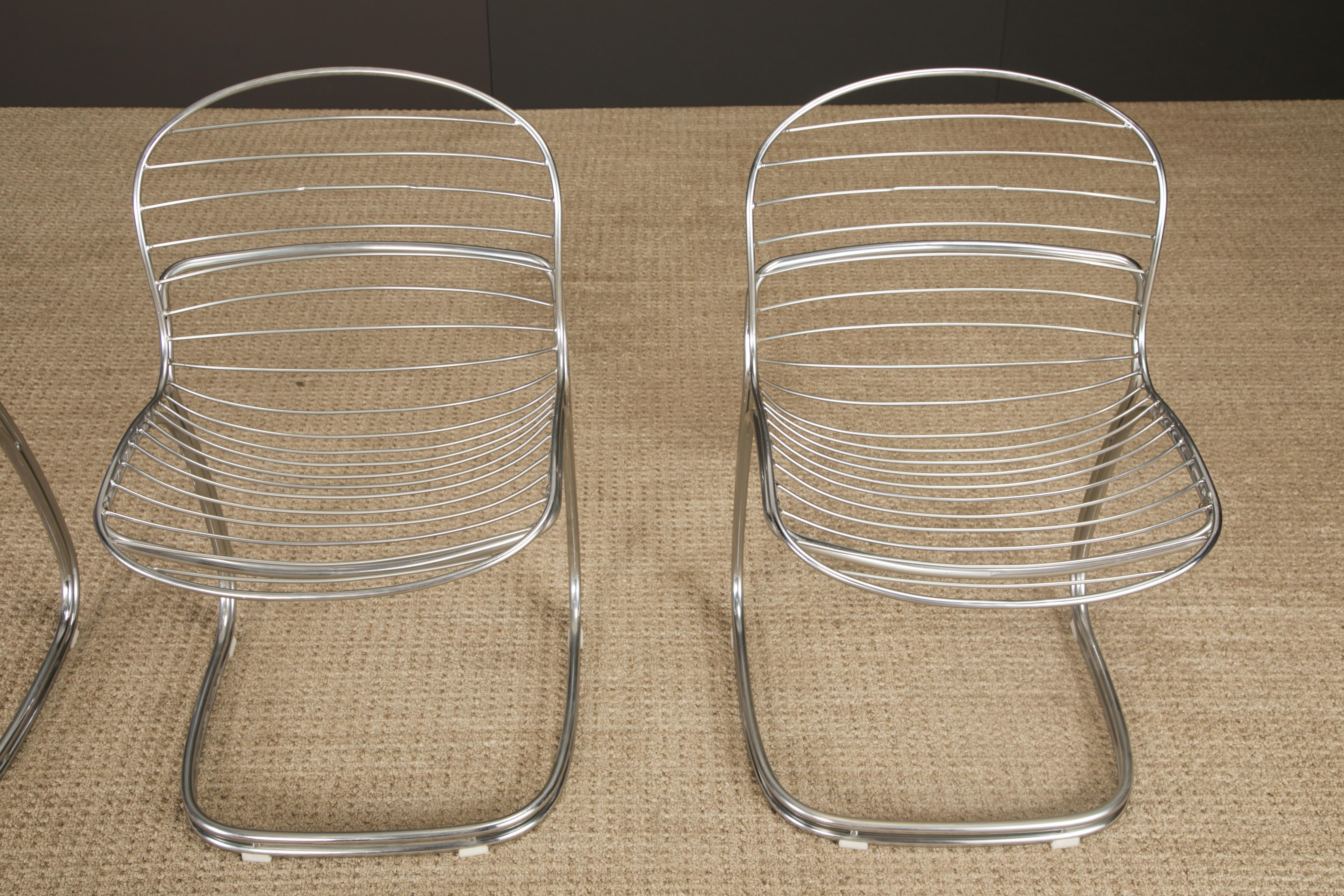 Set of 4 Gastone Rinaldi Chromed Steel Dining Chairs for RIMA, Italy, 1970s For Sale 1