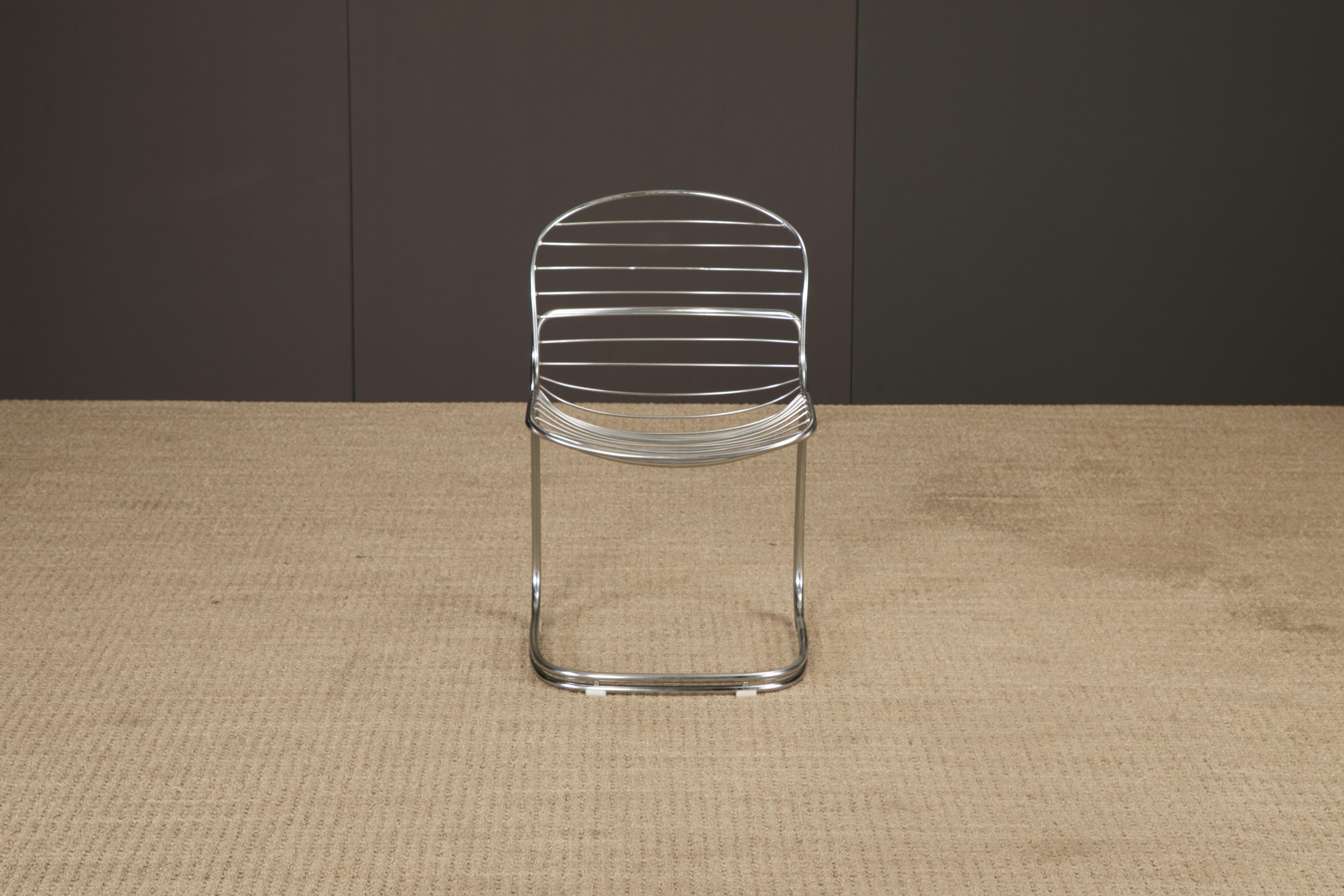Set of 4 Gastone Rinaldi Chromed Steel Dining Chairs for RIMA, Italy, 1970s For Sale 3