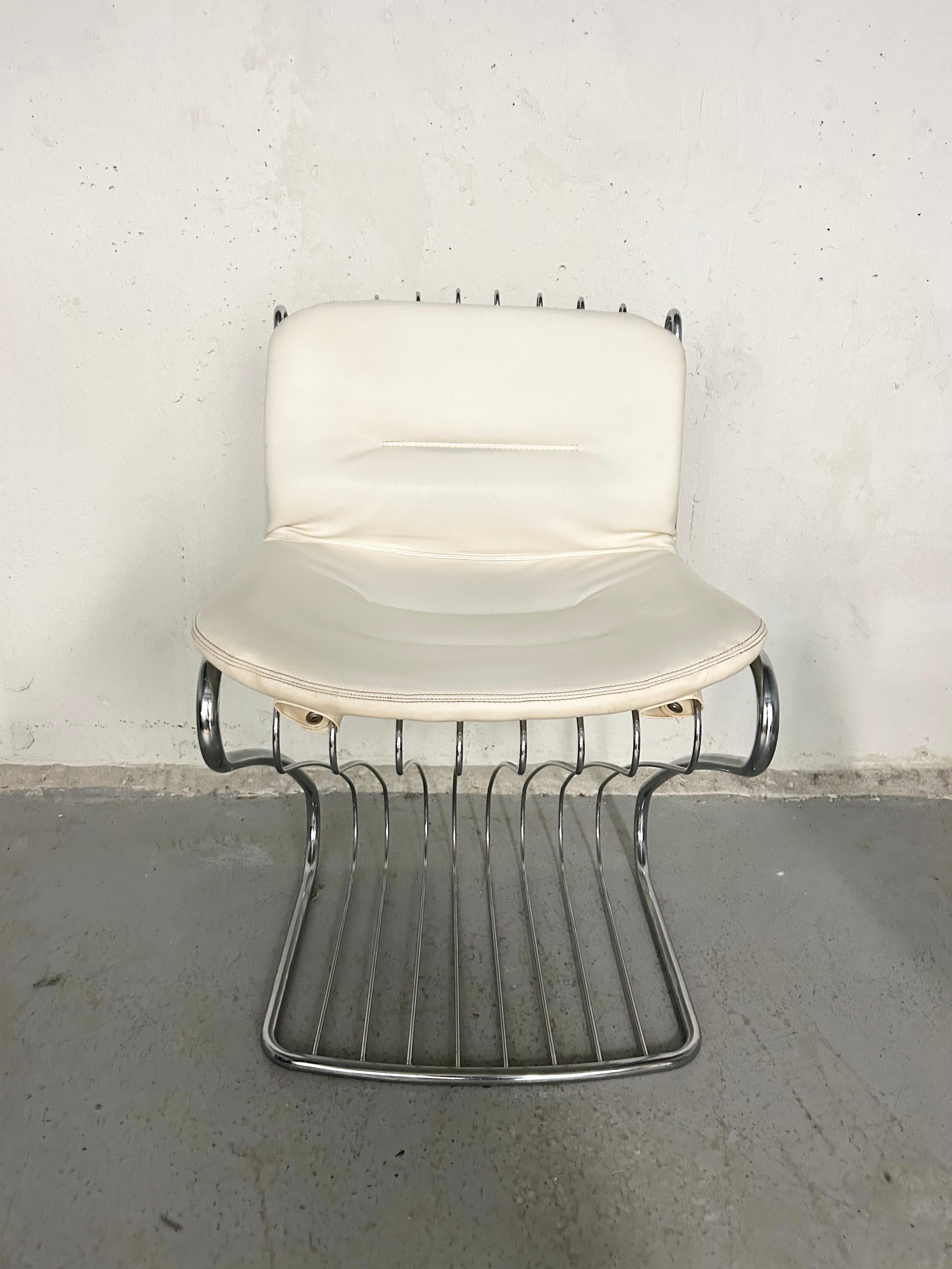 Set of 4 Gastone Rinaldi Wire Chrome Cantilever Chairs 5