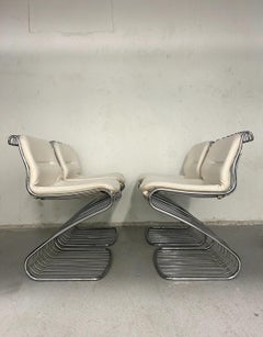 Satz von 4 Gastone Rinaldi Draht Chrom Freischwinger Stühle