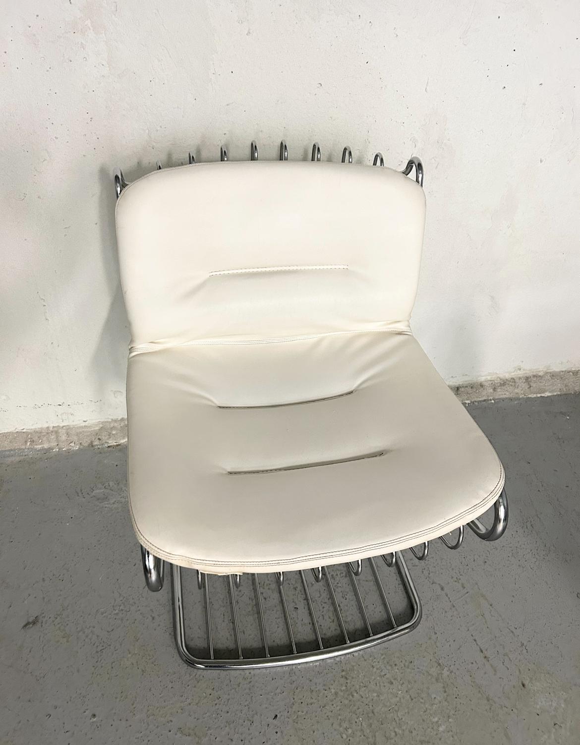 Set of 4 Gastone Rinaldi Wire Chrome Cantilever Chairs 1