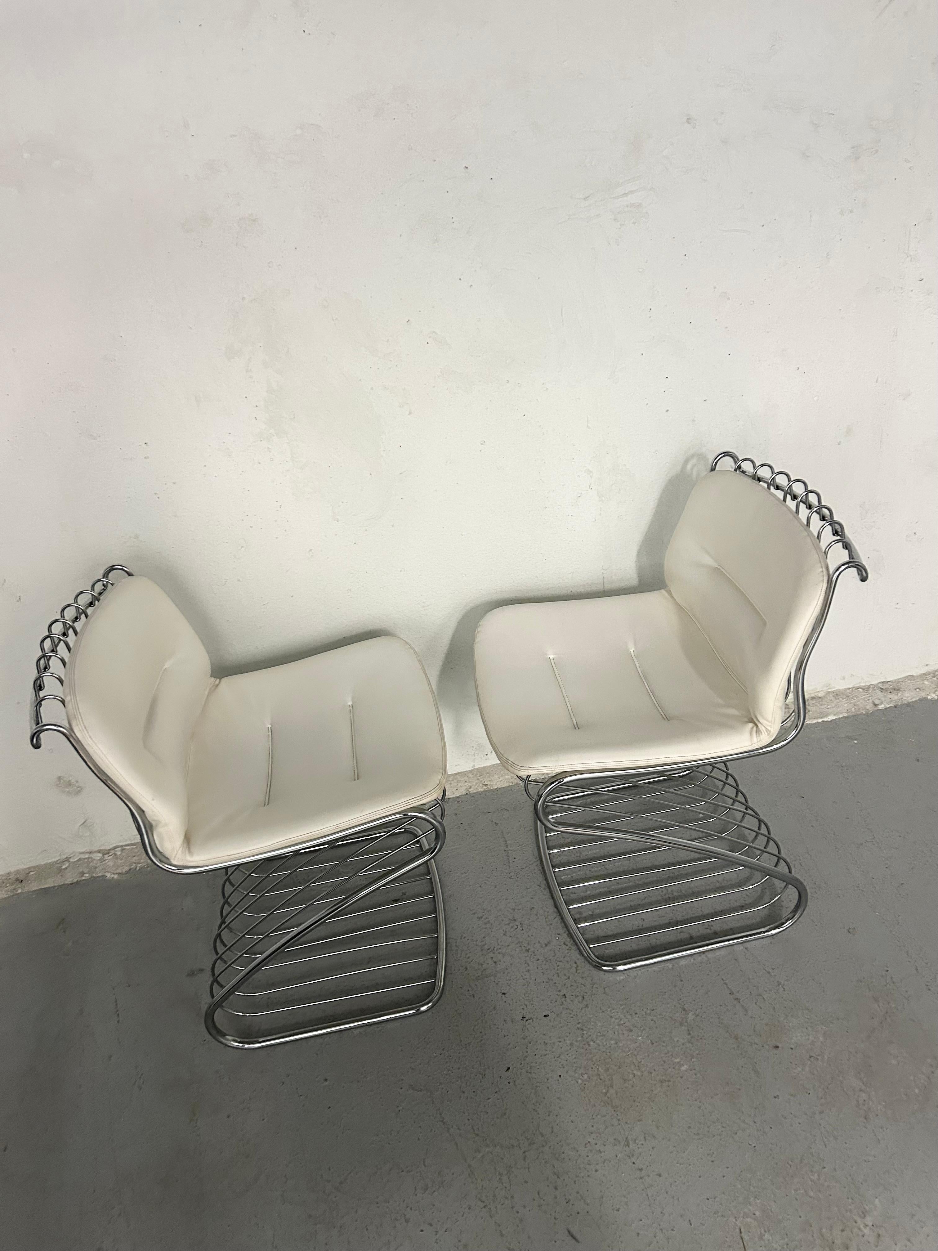 Set of 4 Gastone Rinaldi Wire Chrome Cantilever Chairs 3