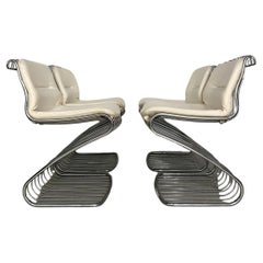 Set of 4 Gastone Rinaldi Wire Chrome Cantilever Chairs