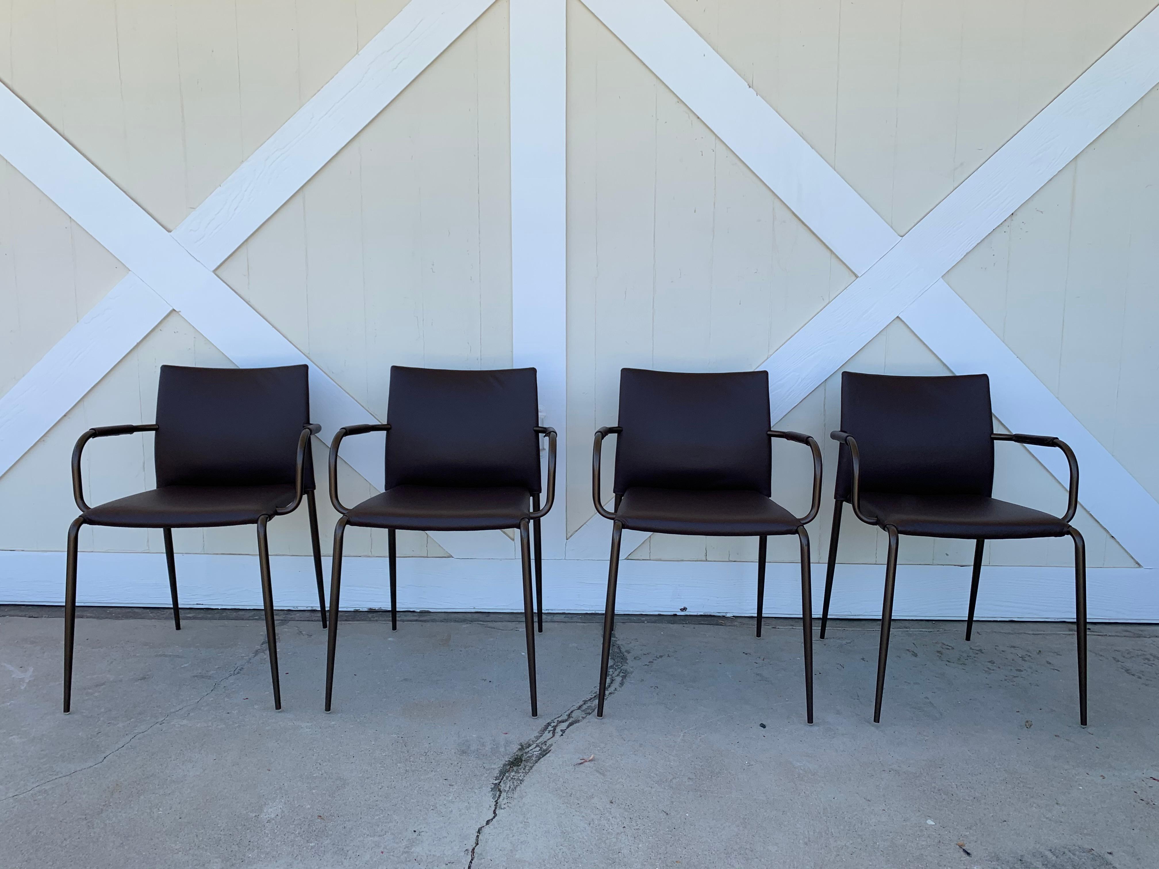 Mid-Century Modern Set of 4 Gazzella Armchairs by Tom Kelley for Enrico Pellizzoni