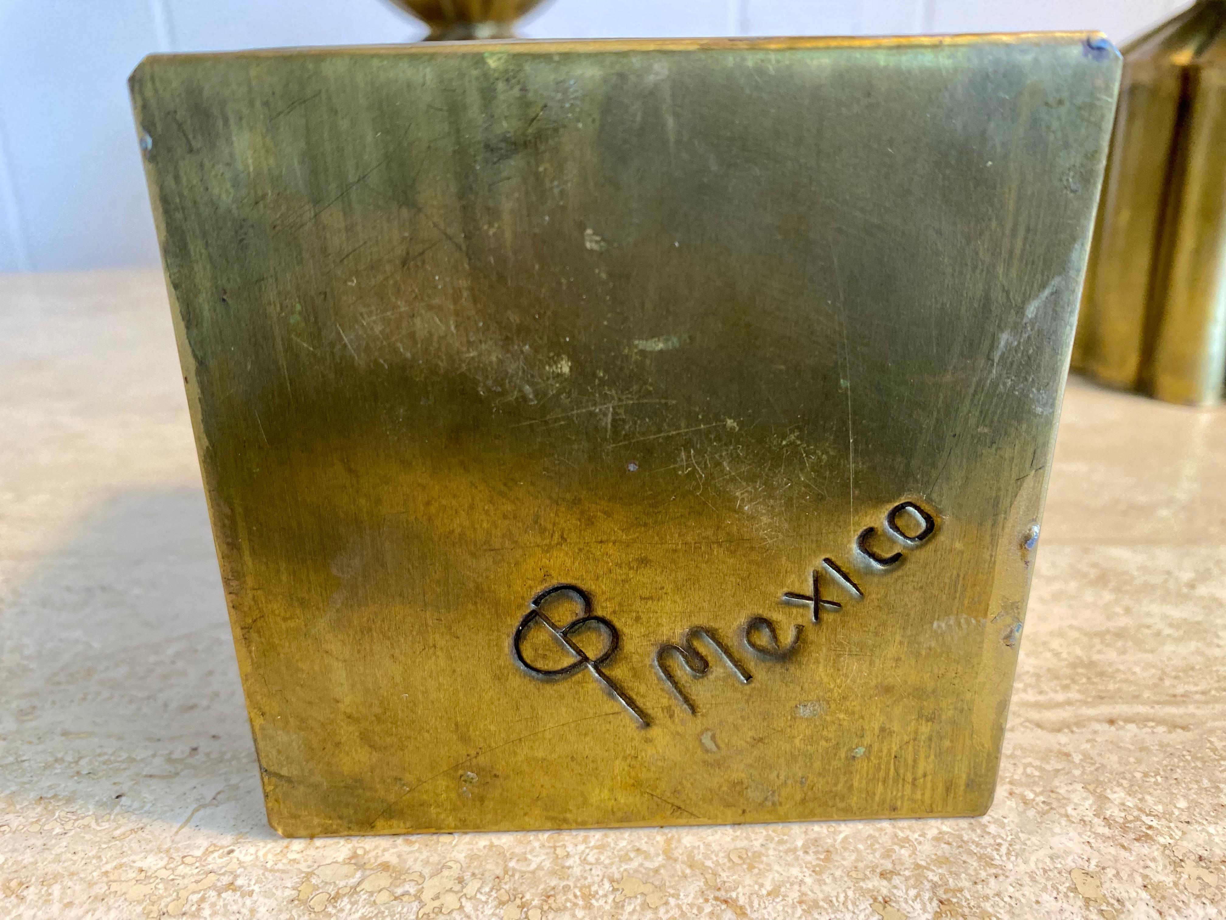 Set of 4 Gene Byron Mexican Brutalist Brass Candleholders, Circa 1960s 1