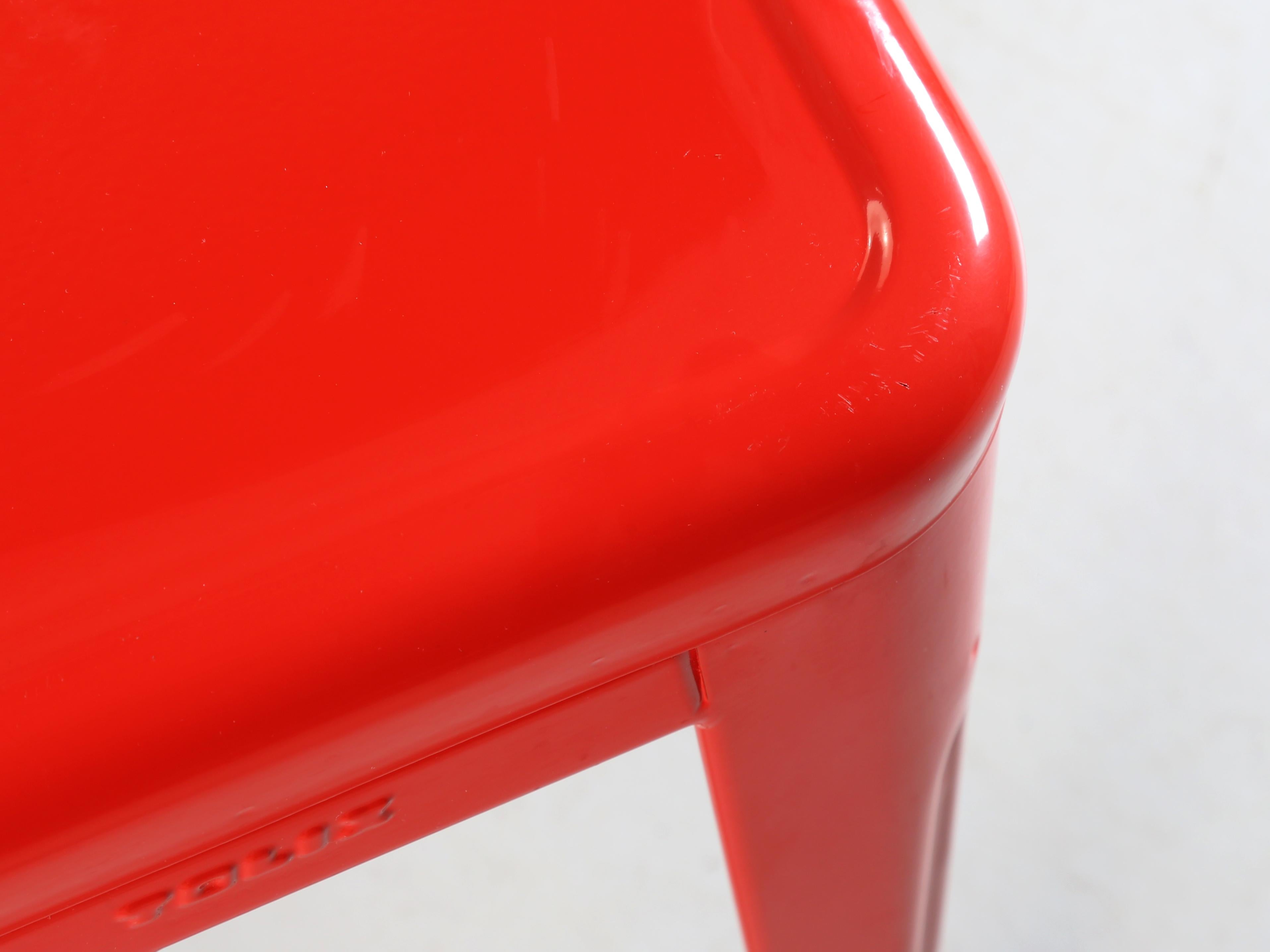 Set of (4) Genuine French Made Tolix Stools for Dining Tables Showroom Samples In Good Condition For Sale In Chicago, IL