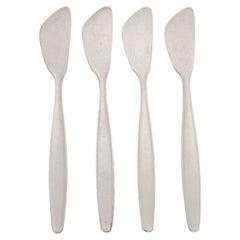 Set of 4 Georg Jensen Denmark Sterling Silver Cypress Butter Spreaders