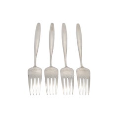 Set of 4 Georg Jensen Denmark Sterling Silver Cypress Dinner Forks