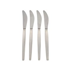 Set of 4 Georg Jensen Denmark Sterling Silver Cypress Dinner Knives