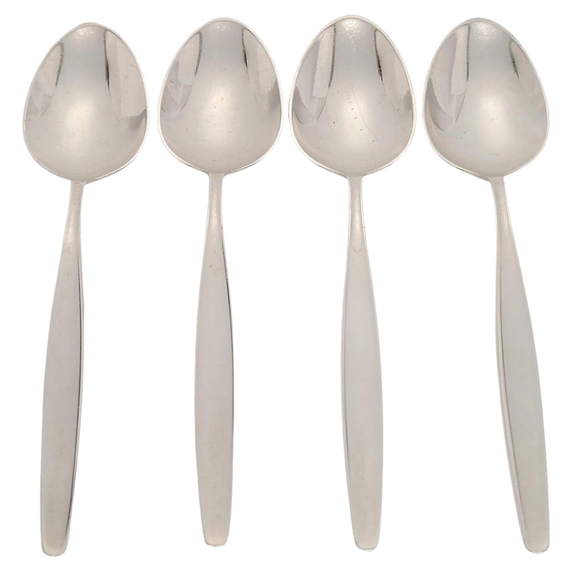 Set of 4 Georg Jensen Denmark Sterling Silver Cypress Youth Spoons