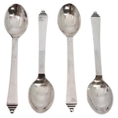 Set of 4 Georg Jensen Pyramid Sterling Silver Mocha Spoons #24540