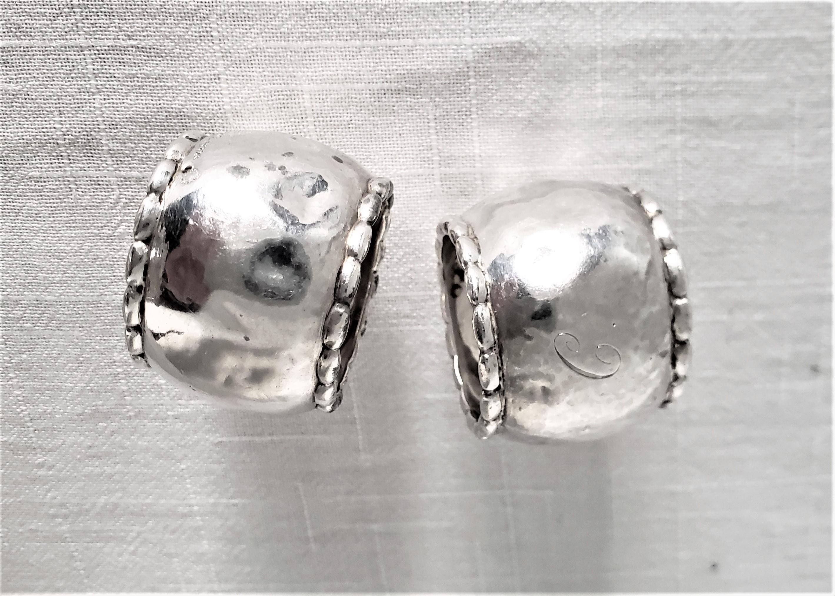 Set of 4 Georg Jensen Sterling Silver Hand Hammered Napkin Rings For Sale 4