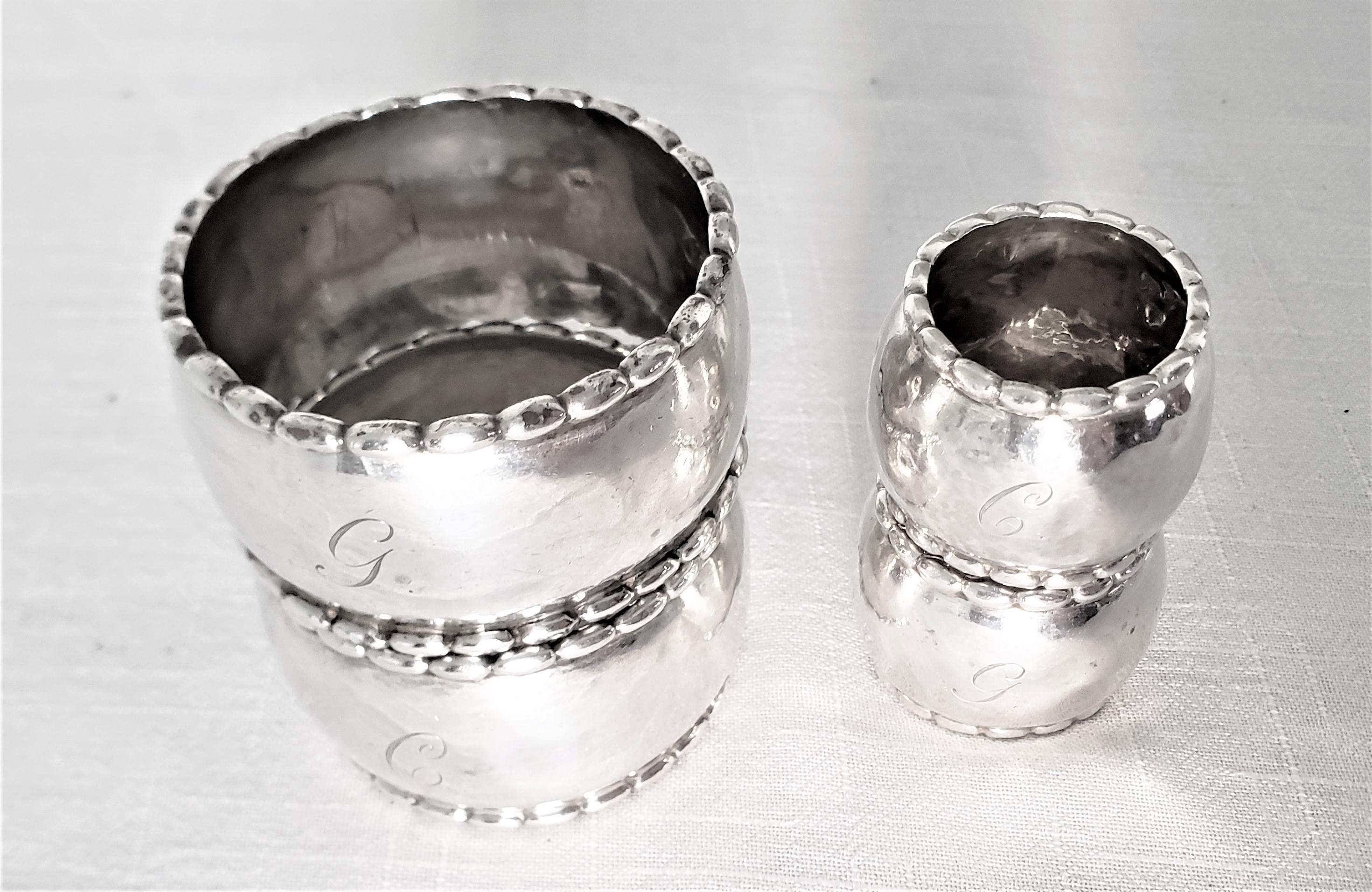 Danish Set of 4 Georg Jensen Sterling Silver Hand Hammered Napkin Rings For Sale