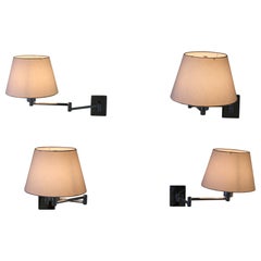 Set of 4 George Hansen Swing Arm Wall Lights in Polished Nickel Plate for Hinson