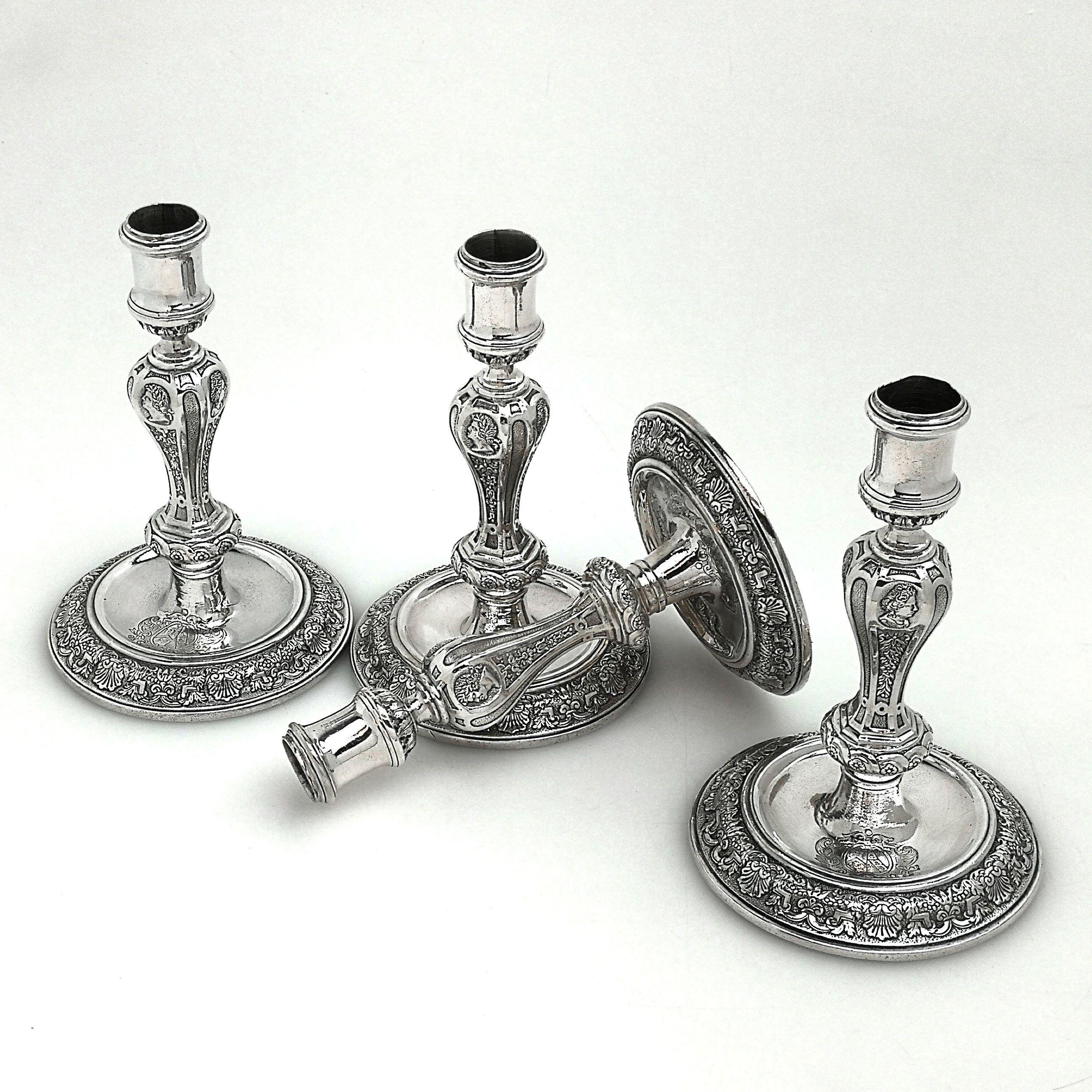 18th Century and Earlier Set of 4 George I Solid Silver Candlesticks 1725 Georgian 18th Century