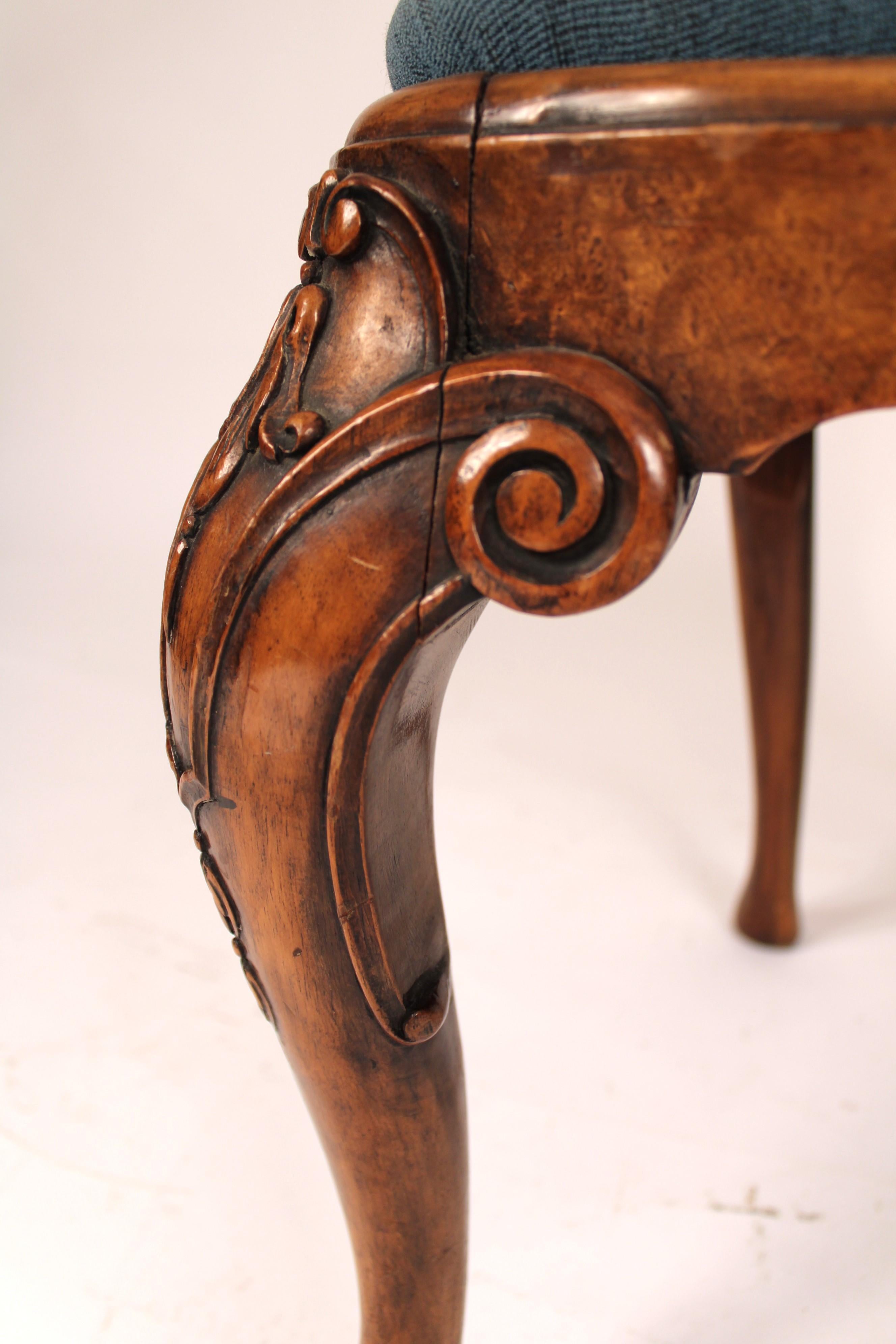 Set of 4 George I style Walnut and Burl Elm Side Chairs 9
