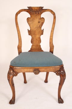 Set of 4 George I style Walnut and Burl Elm Side Chairs