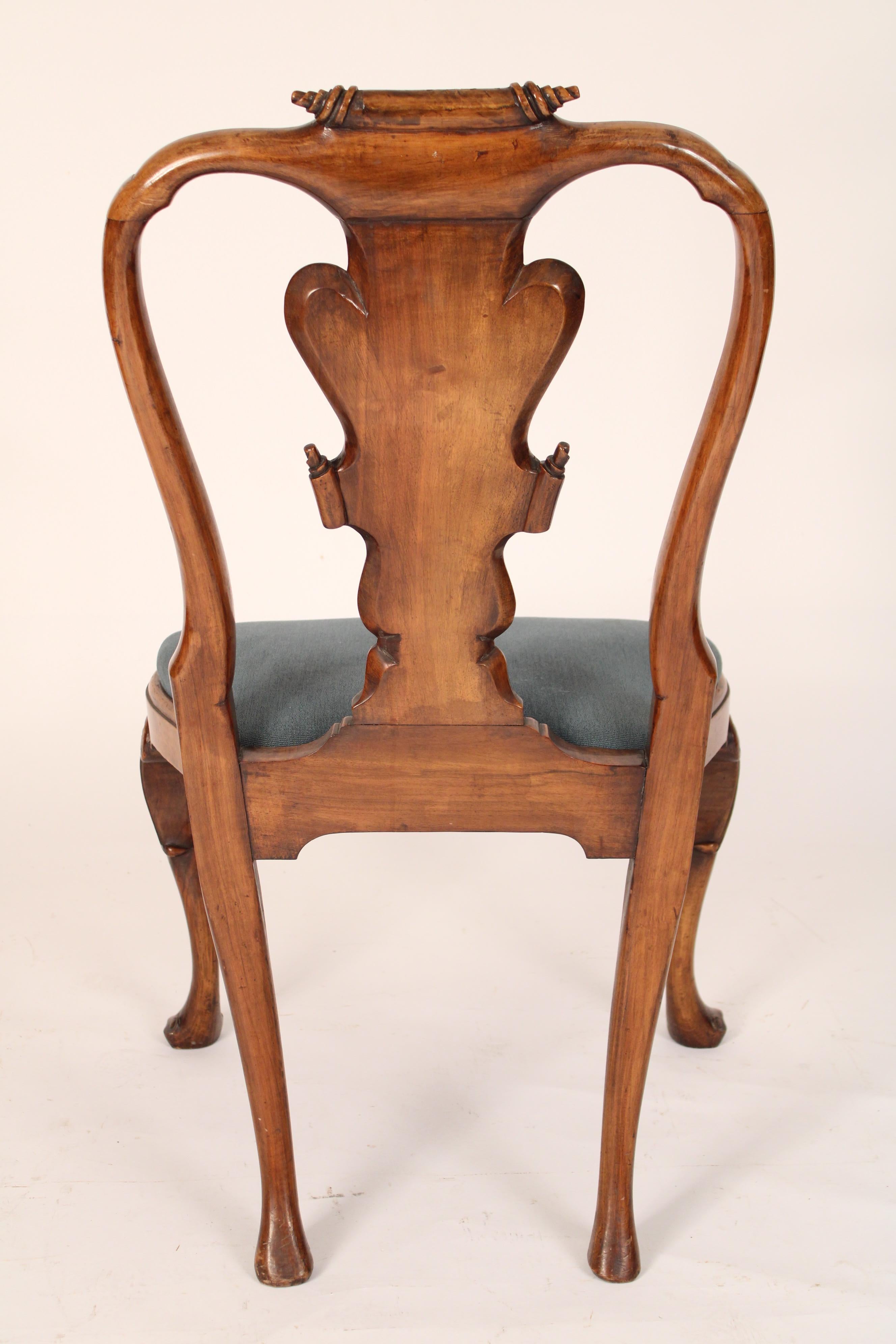Early 20th Century Set of 4 George I style Walnut and Burl Elm Side Chairs