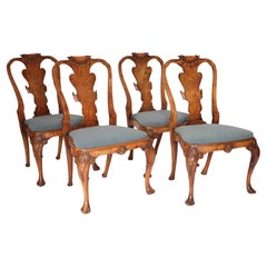 Set of 4 George I style Walnut and Burl Elm Side Chairs