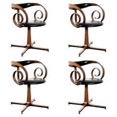 Set of 4 George Mulhauser Plycraft Sultana Bentwood Scroll Dining Chairs
