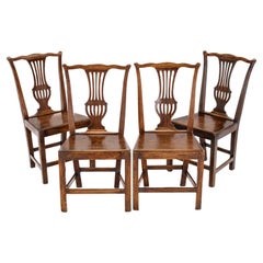 Set of 4 Georgian Elm Chippendale Country Dining Chairs, c.18th George III Set of 4 Georgian Elm Chippendale Country Dining Chairs, c.18th George III