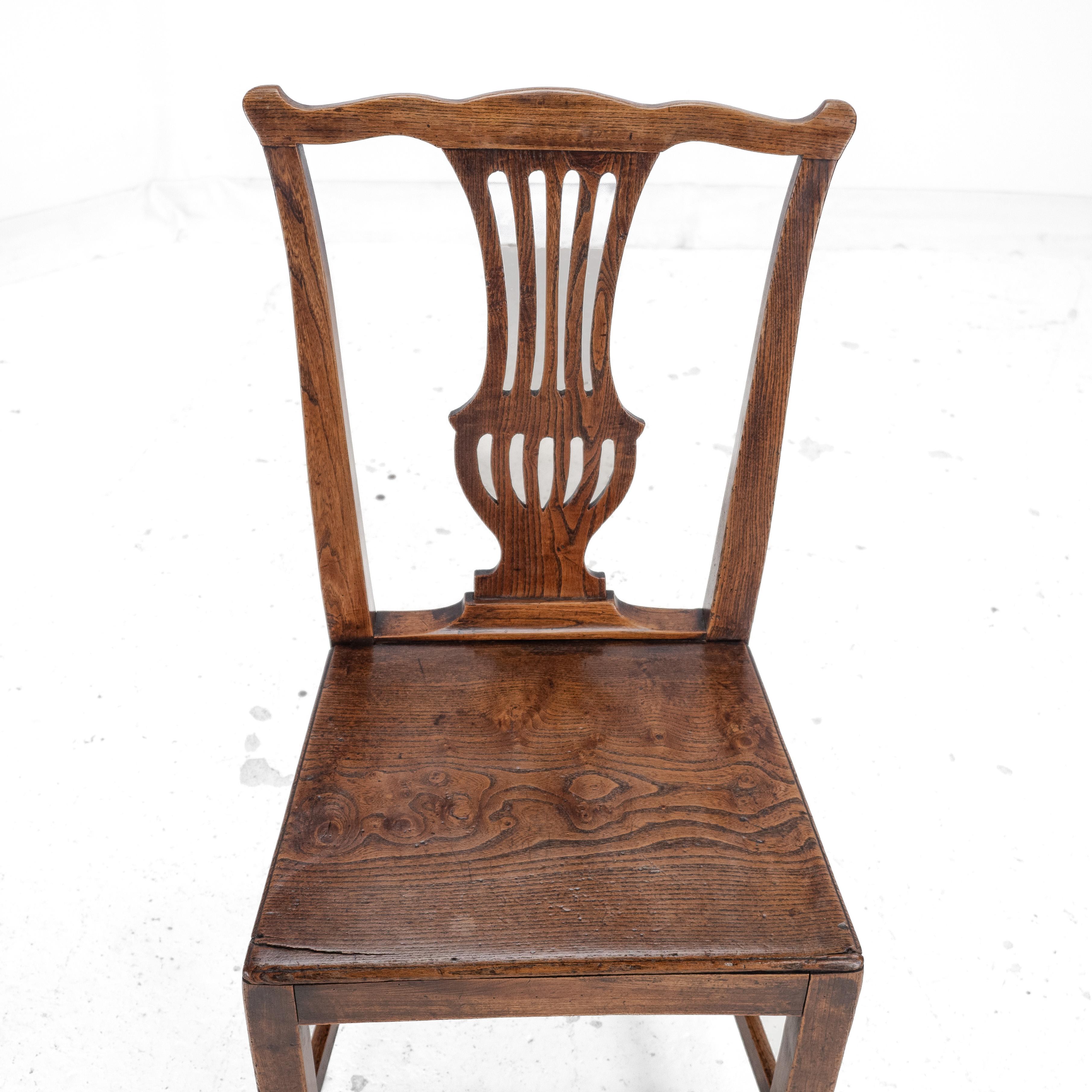 Set of 4 Georgian Elm Chippendale Country Dining Chairs Late c.18th (George III) For Sale 14