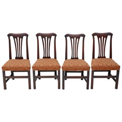 Antique Set of 4 Georgian Oak Dining Chairs