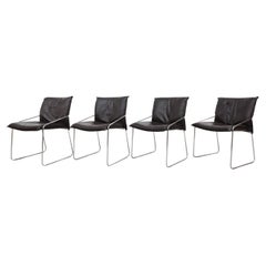 Set of 4 Gerard Van Den Berg Leather and Chrome Chairs for Gelderland