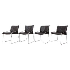 Ensemble de 4 chaises en cuir et chrome Gerard Van Den Berg pour Gelderland