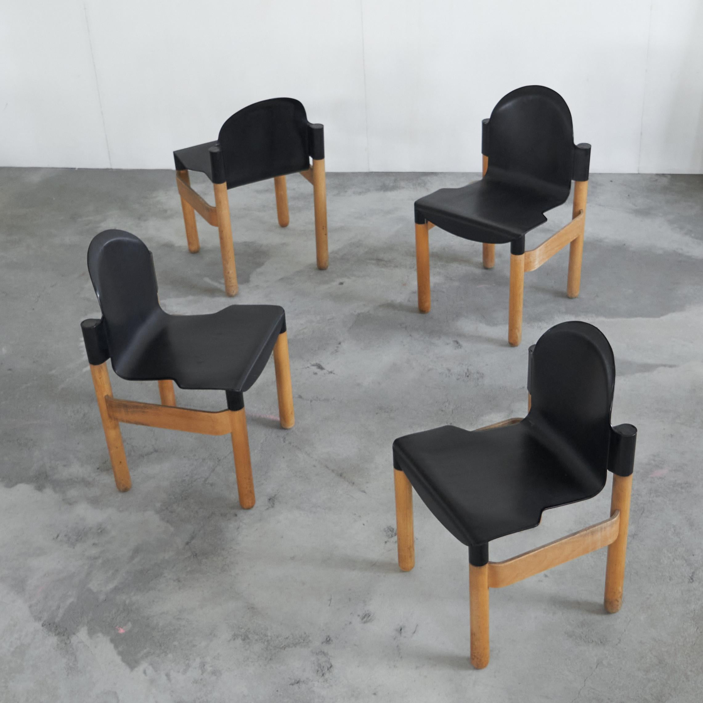 Set di 4 sedie 'Flex 2000' di Gerd Lange in Beeche e plastica per Thonet 1973 In condizioni buone in vendita a Tilburg, NL