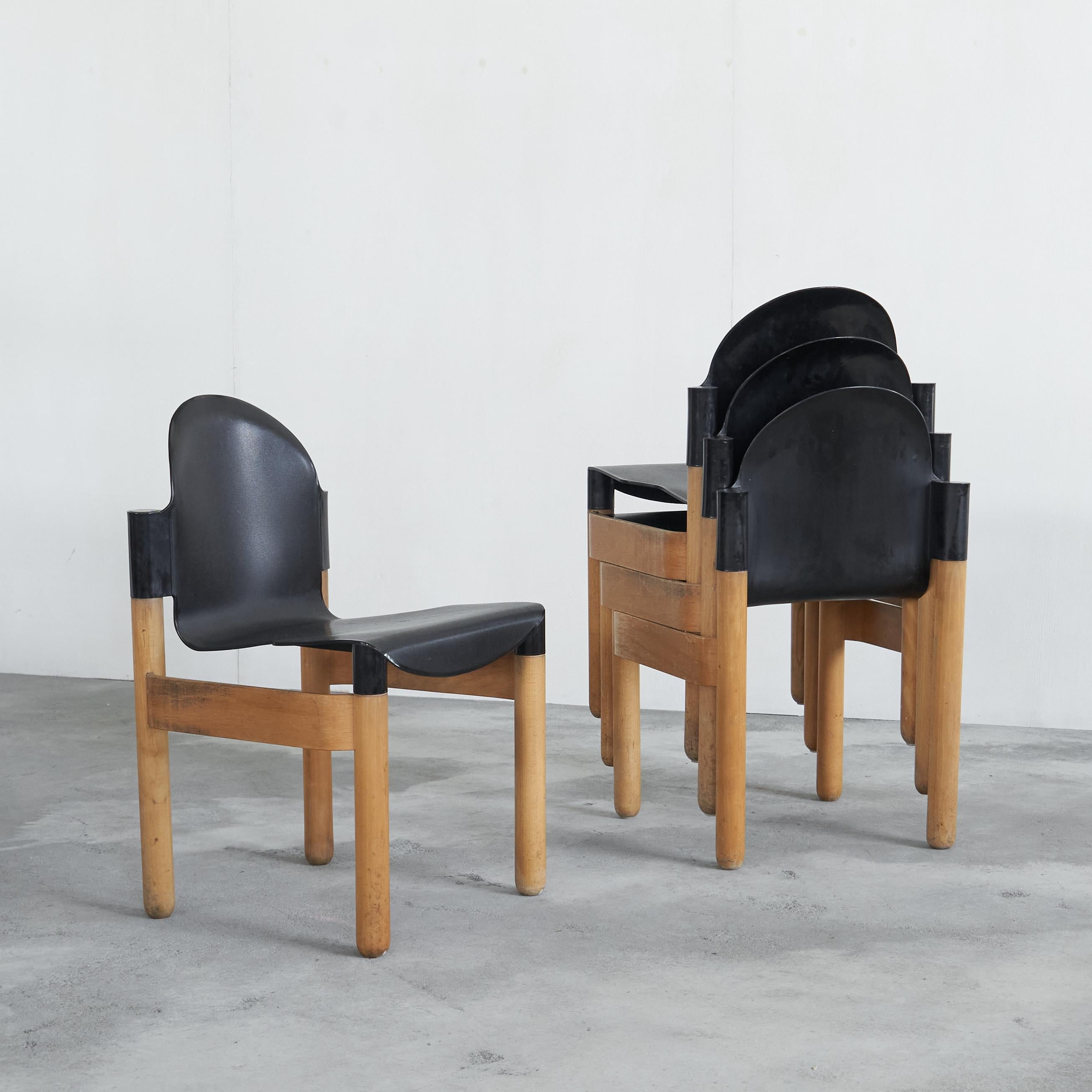 Plastica Set di 4 sedie 'Flex 2000' di Gerd Lange in Beeche e plastica per Thonet 1973 in vendita