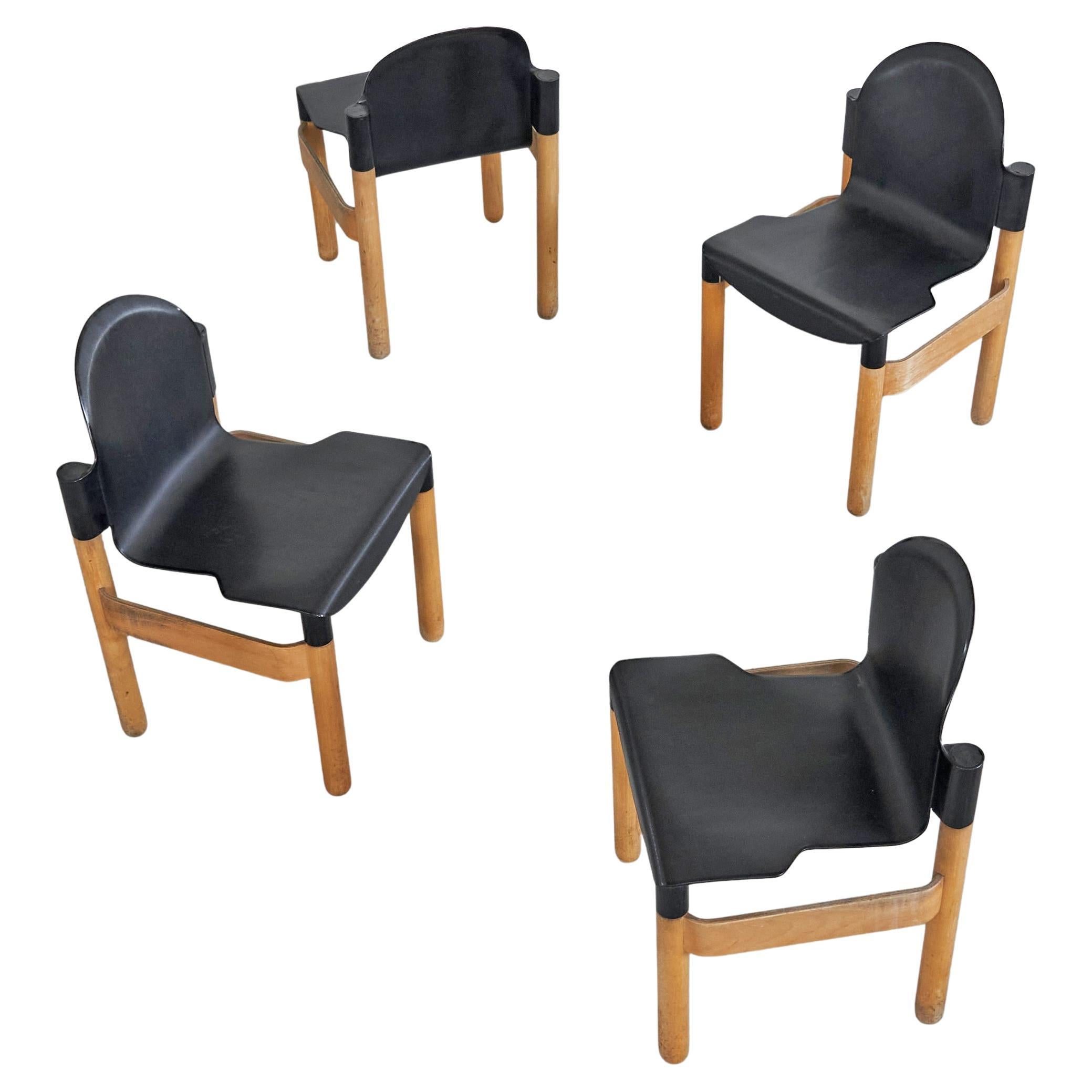 Set of 4 Gerd Lange 'Flex 2000' Chairs in Beech and Plastic for Thonet 1973